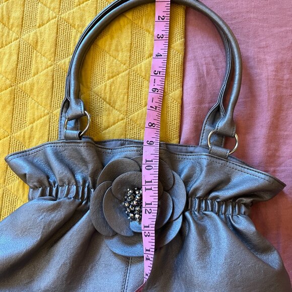 Maurices Silver Shoulder Bag with Beaded Floral Applique - Picture 2 of 8